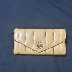 Tory Burch Quilted Envelope Wallet in Camel Tan
